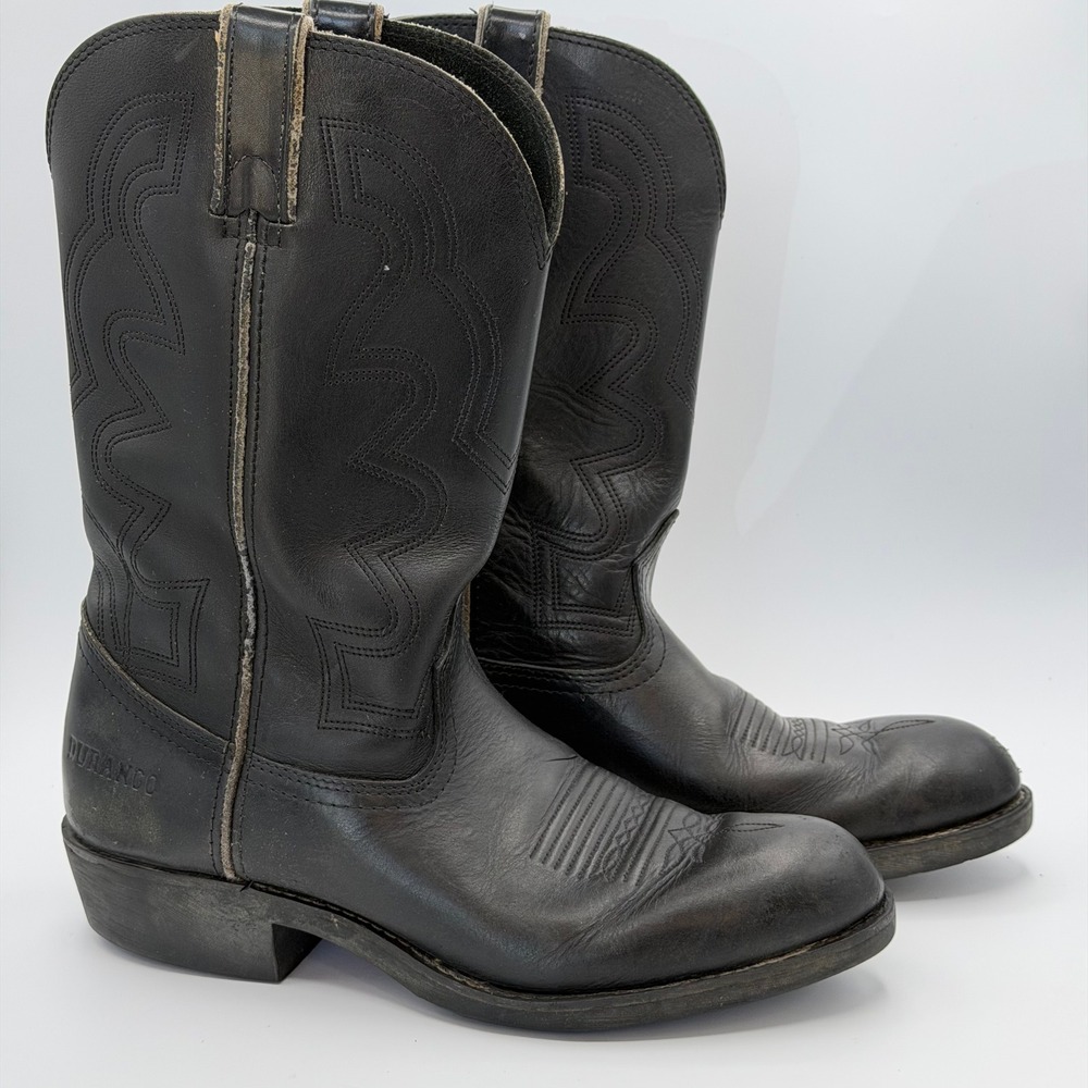 Durango FR100 Farm Ranch Black Leather Cowboy Western Work Boots Mens 10 D Biker